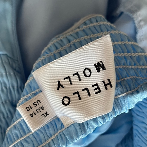 Hello Molly Light Blue Pleated Tiered Halter Mini Dress - Picture 4 of 4